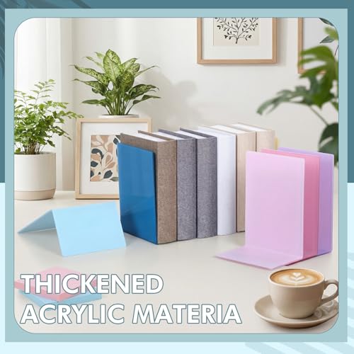 6 Pack Acrylic Bookends, Thickened Colorful Book Ends for Shelves, Assorted Colors, Stable Non-Slip Book Stoppers for Home Office Classroom Organization(Candy Colors) - color: Candy Colors