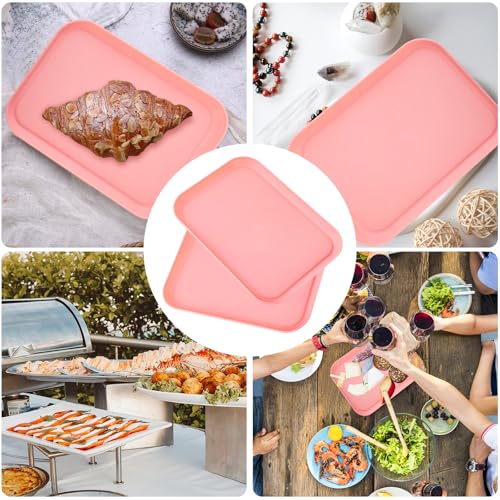 Pink Plastic Serving Platters and Trays,Serving Dishes for Entertaining,Rectangular Platters for Serving Food, Appetizer Serving Trays for Snacks,Charcuterie,Chips,Candy,Fruit,Sushi - color: Tray-s-2pack-pink