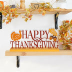 COCHIE Metal Happy Thanksgiving Sign, Fall Leaves Turkey Table Centerpieces Decorations for Home, Office, Shelf, Mantel, Indoor, Traditional Party Supplies Decor (Thanksgiving) - style: Thanksgiving