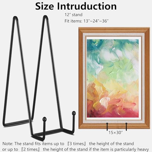 IBosins 5 Pack 12 Inch Plate Holder Display Stands, Large Metal Black Frame Stand for Picture, Book, Photo Easel, Creation, Collectibles - color: Black, size: 12 Inch