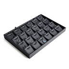 Oirlv Black Leather 24 Grid Jewelry Insert Tray Necklace Pendant Display Tray Jewelry Drawer Organizer（Pack of 1） - style: P017006