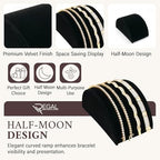 RJ Displays Black Velvet Half Moon Bracelets Holder Stand, Jewelry Display Ramp for Bracelet, Bangle, or Necklace Collection, Size 3x5x2.5 in (76x127x63 mm) and bracelet holder display