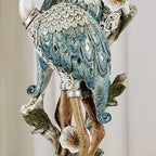 Devoted Cranes Table Sculpture Teal - Made of Resin Coastal Crane Shorebirds - Glitter Accents - Bird Statue - Flowers, Vining Leaves Base - Measures 5 Inches Wide, 16 Inches High