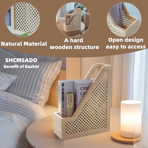 SHCMSADO Bamboo Decorative Bookends Wooden Creative Book Ends for Shelves Desktop Newspaper Magazine File Holder for Office/Home/School