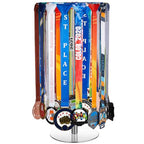 Shimeyao Medal Hanger Display Rotatable Medal Holder DisplayRotating Metals Display Rack Adjustable Award Holder Stand for Basketball Running Sports Race, 45+ Plaques - color: Silver