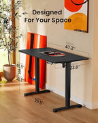 ErGear Height Adjustable Electric Standing Desk, 48 x 24 Inches Sit Stand up Desk, Memory Computer Home Office Desk, Carbon Fiber Black - color: Carbon Fiber Black, size: 47.2 x 23.6 Inches