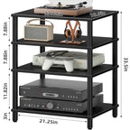 LELELINKY 4-Tier AV Media Player Stand, Black Stereo Cabinet, Modern Stereo Cabinet, Wooden TV Stand,Game Console Shelf, Multifunctional Entertainment Center, Suitable for Home, Conference Room - color: Black, size: 4 Tier