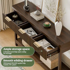 Lulive 51" Fluted Console Table for Entryway, Entryway Table with 3 Wooden Drawers, Farmhouse Behind Sofa Table for Living Room, Hallway, Couch, Foyer - color: Walnut