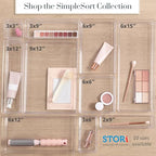 STORi SimpleSort 3-Piece Stackable Clear Drawer Organizer Set | 9" x 6" x 2" Rectangle Trays | Wide Makeup Vanity Storage Bins and Office Desk Drawer Dividers | Made in USA - size: 9x6x2"