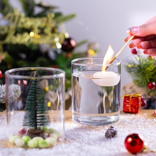UPBUD 4 Inch Small Glass Cylinder Vases for Centerpieces | 12pcs Clear Flower Vase for Wedding Decorations, Floating Candle Vases in Bulk, Hurricane Candle Holders for Table, Home Décor - color: 4 Inch