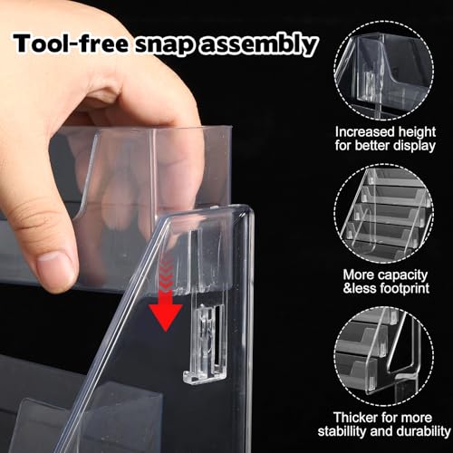 2 Pack 5-Tier Acrylic Card Display Stand (Taller) Clear Display Shelf Desktop for Trading Cards, Sports Cards, Greeting Card, Stickers & Brochures, Easy Clip-On Design - color: 2 Clear Case