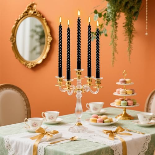 12-Pack 10' Tall Black Spiral Taper Candle Set - Dripless, Smokeless for Halloween&Christmas, Unscented Candlesticks, Dripelss Tapered Candles for Table Rituals,Memorial Prayer Wiccan Rituals. - color: 12Pack-Spiral Black-10inch