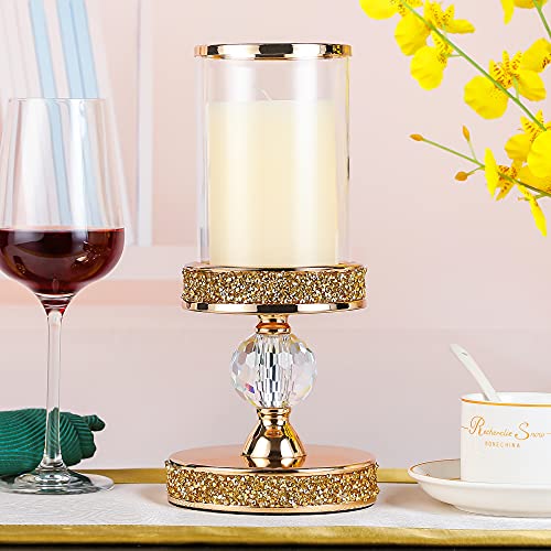 Hurricane Candle Holders for Pillar Candle, Pillar Candle Holder, Crystal Candlesticks Holder for Dining Coffee Table, Wedding,Events,Parties, Home Decor YL031SD - size: 1 crystal ball