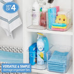 STORi Bliss 10" x 6" Open Clear Pantry Organizer Bin, Set of 4, Plastic Containers with Handle for Kitchen, Fridge, Cabinet, Closet, Bathroom, Undersink Storage Made in USA - style: Set of 4