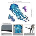 LiveInUrban Coastal Wall Art Jellyfish Metal Wall Sculptures, Ocean Beach Themed Metal Hanging Home Decoration 3PCS 15.5"x11.8" - color: jellyfish