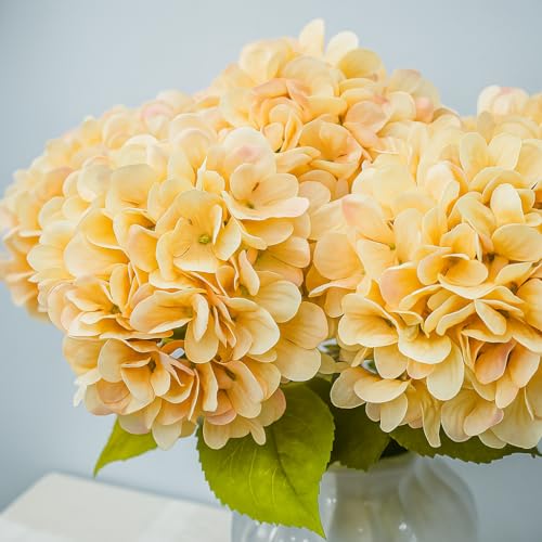 6pcs Artificial Hydrangea Flowers - Easy to Shape for Home Decor,Commercial Staging & DIY Crafts, Maintenance-Free Fake Flowers in Multiple Color Options, Flores Artificiales(Beige) - color: Beige