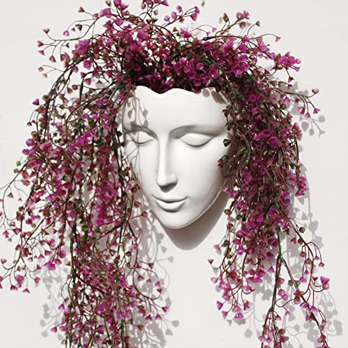 Face Vase,Ceramic Female Form Vase,Modern Sculpture White Planter Pot,Human Face Dried Flower Shaped Vase,Wall Hanging Plant Pot for Home Decor Centerpieces, Office or Outdoor Hanging Decor - color: White