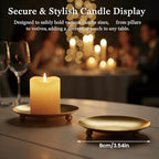 4 Pack Pillar Gold Iron Plate Candle Stands,Decorative Candle Stand for Home and Table Decoration,Decorative Metal Candle Pedestals for Pillar Candles,Wax,Incense,Spa,Weddings(3.54”×0.59”)