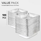 Aluminum Pans 9x13 Disposable Foil Baking Pans (Pack Of 100) - Half Size Steam Table Deep Pans - Tin Foil Pans Great for Cooking, Heating, Storing, Prepping Food, Stock Your Home - size: 100 Pack