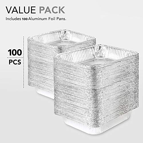 Aluminum Pans 9x13 Disposable Foil Baking Pans (Pack Of 100) - Half Size Steam Table Deep Pans - Tin Foil Pans Great for Cooking, Heating, Storing, Prepping Food, Stock Your Home - size: 100 Pack