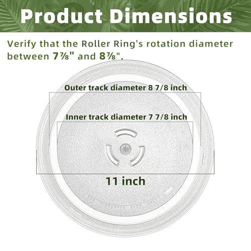 11 inch Whirlpool Microwave Glass Plate Turntable W11401795 W10398722 481246678407 481246678396 - size: 11" Ring Shape Hole
