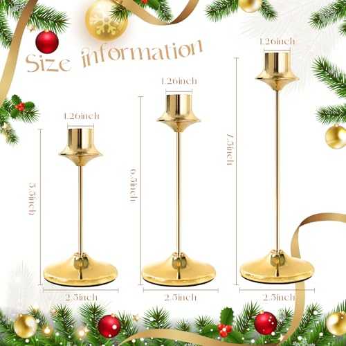 Joyyy Weighted Candlestick Holders Candle Stick Holder for Candlesticks, Vintage Metal Candelabra Candlestick Holders Candle Stand for Holiday Fireplace Party Dining Home Set of 6 (Gold) - color: Gold