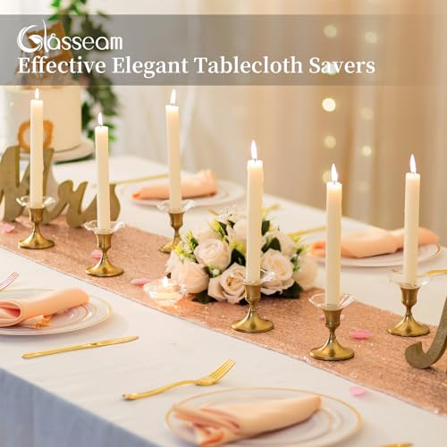 Glasseam Glass Candle Drip Protectors, Set of 24 Clear Bobeches for Candle Stick Holders, Decorative Wax Catchers for Candles, Candle Wax Drip Guard for Taper Candle Holders Bulk Table Decorations - color: Clear, size: Curved-24pcs