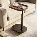 Adjustable Height TV Dinner Tray Table for Eating, 360°Swivel Small C Shaped End Side Table for Living Room, Bedroom,Hospital, Couch Armrest Table that Slide Under Sofa, Bed, Desk - style: Oval-Adjustablle Height