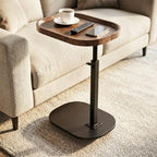 Adjustable Height TV Dinner Tray Table for Eating, 360°Swivel Small C Shaped End Side Table for Living Room, Bedroom,Hospital, Couch Armrest Table that Slide Under Sofa, Bed, Desk - style: Oval-Adjustablle Height