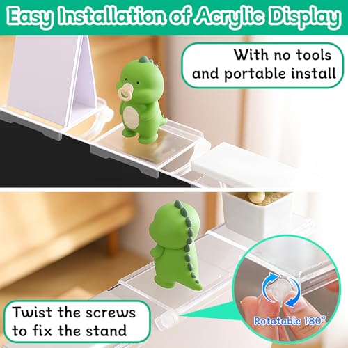 4PCs Acrylic Display Risers Stand Computer Monitor Clear Display Shelf Computer Screen Decor for Mini Figurine Home Office Desk Figures Organizer