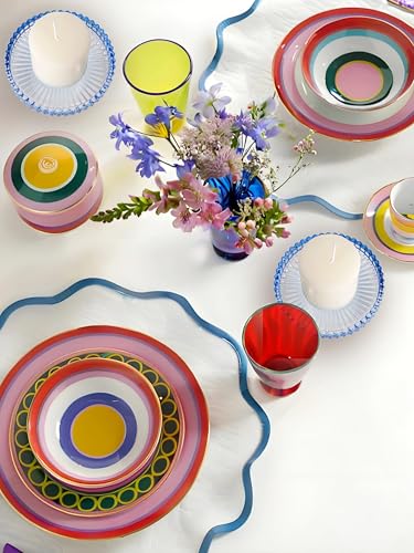 3.8 Inch Blue Glass Pillar Candle Holder Plates Set of 4 Coaster Holder Round Candle Stand for Table Centerpieces, Wedding,Party,and Home Decor - color: Bule