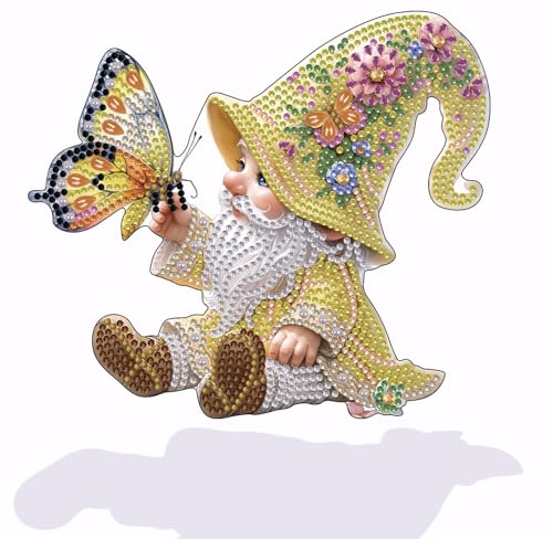 Butterfly Gnome Tabletop Diamond Art Painting - DIY Diamond Art Kits for Adults Figurines Special Shaped Rhinestone Gem Art Statues, 5D Painting with Diamond Dots Sculpture Ornaments for Beginner - color: Q019
