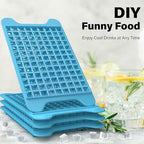 Mini Ice Cube Tray for Freezer: FDDBI Small Ice Trays for Freezer with Bin - 117×4PCS Easy Release Nugget Ice Tray - Crushed Ice Tray with Container - color: Cool Blue