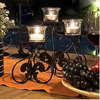 Lily’s Home Elegant Scrollwork Fleur De Lis Pillar Candle Holders, Wax & LED Candle Stands, Black, Set of 3. Candles Not Included - color: Fleur De Lis