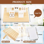Blulu 31 Pack Wooden Earring Display Stand 7 Slots jewelry Display Holder with Earring Card for Selling Vendors Retail Show - color: Wood, White