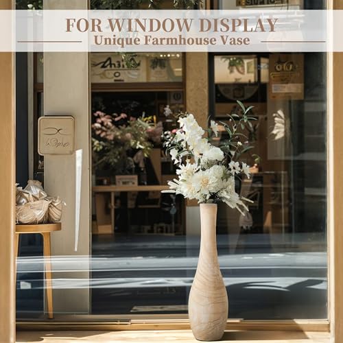 Hanobe Floor Vase Home Decor: 22 inch Tall Decorative Wood Vases for Living Room Large Rustic Farmhouse Boho Vase for Dining Table Centerpiece Bedroom Corner Hallway