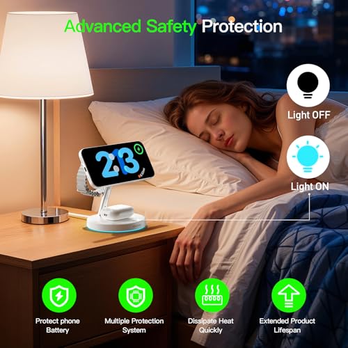 New 3 in 1 Charging Station for Apple Compatible with Magsafe Charger Stand for iPhone 17 16 15 14 13 12 Wireless Charging Station for AirPods Wireless Charger for iWatch Series - color: White