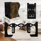Dragon Bookends, Adjustable Bookends, Unique Book Holders for Shelves, Metal Book Ends for Heavy Books, Non-Skid Book Stander for Desk, Shelf, Office, Stationery Gift (Black) - color: Black