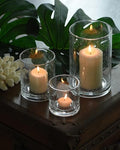 ARIAMOTION Glass Candle Holders Set, Hurricane Vase Centerpieces for Pillar Votive Flower,Clear Seeded Bubbles Cylinder Bulk, Mother's Day Birthday Gift,3 Sizes 8 Inch 5 Inch 3.5 Inch Height - color: Bubbles Clear