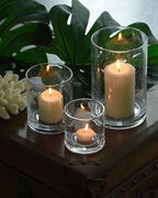 ARIAMOTION Glass Candle Holders Set, Hurricane Vase Centerpieces for Pillar Votive Flower,Clear Seeded Bubbles Cylinder Bulk, Mother's Day Birthday Gift,3 Sizes 8 Inch 5 Inch 3.5 Inch Height - color: Bubbles Clear