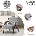 INZOY Mid Century Modern Accent Chair with Wood Frame, Upholstered Reading Armchair with Soft Linen Fabric, Accent Chair for Living Room Bedroom Apartment, Easy Assembly, Blue - color: Chenille Blue