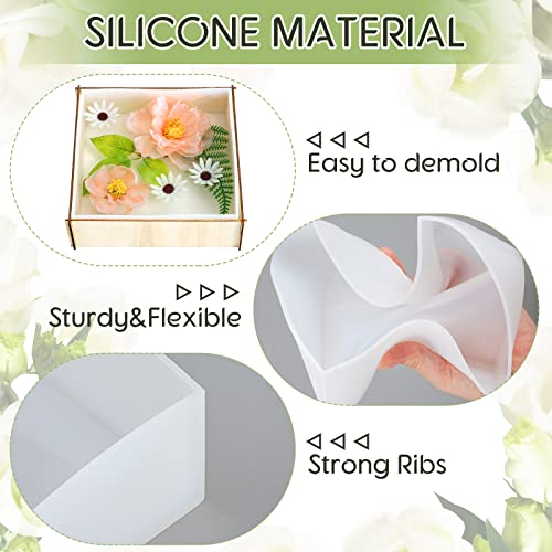 Potchen 3 Pcs Large Silicone Molds for Resin Activity Hexagon Glossy Deep Square Molds with 3 Pcs Round Epoxy Resin Patterns for Flowers Preservation DIY Making (Arch Style) - style: Arch Style