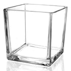 1 Pack Square Glass Vase 4" x 4" x 4", Clear Flower Vase for Centerpieces, Candle Holder for Wedding Party Events, Home Décor - size: 4inch