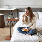 TV Tray Table, Adjustable Height, Flip-Top, Snack Side Table with 360° Swivel and 180° Tilt, C Shaped End Table for Couch, Sofa, Bed, Recliner, Walnut - color: Walnut