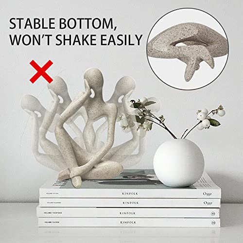 Sandstone Resin Thinker Style Abstract Sculpture Statue Collectible Figurines Home Office Bookshelf Desktop Decor(Sandstone - Left Reverie) - color: Sandstone - Left Reverie