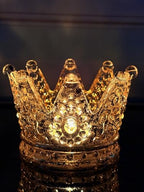 Luxury Crown Glass Candle Holder - Gold Votive Holder for Candles, Jewelry, Floral or Vanity Decor - Elegant Gift for Women