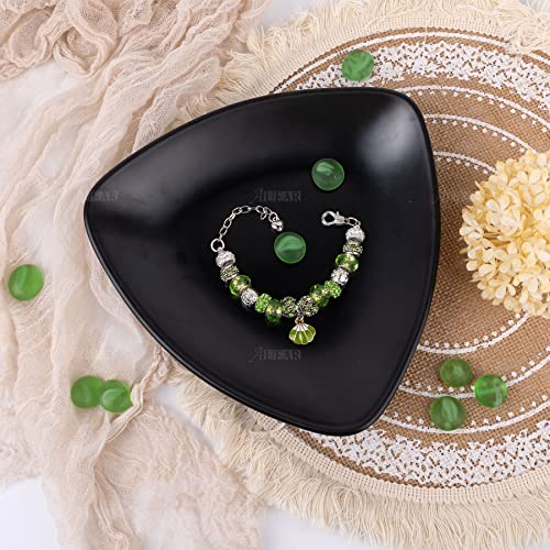 AUEAR, A5 Melamine Trinket Dish Decorative Jewelry Tray Ring Holder Organizer for Keys Food Safe Dishware Black (Triangle)