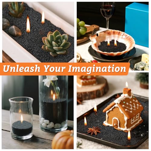 Sukh Candle Sand Wax with Wicks and Wick Tabs- 450g DIY Black Pearled Candle Wax, Refillable Pearled Sand Candles with Wicks, for Making Candles for Halloween, Party - color: Black