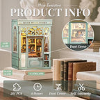 Cutefun Book Nook Kit - DIY Miniature Dollhouse Kit 3D Creative Decorative Bookend 3D Wooden Puzzle for Adults, Bookshelf Insert Library Decor with LED Light (Muse Bookstore)