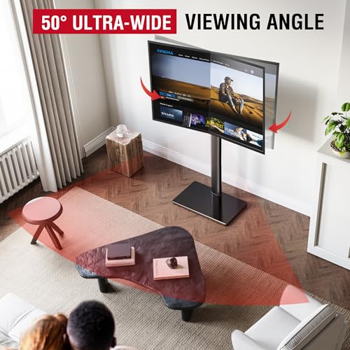 AOKCOS Swivel TV Floor Stand for 43-75 Inches TVs, 10 Level Height Adjustable Corner Extra Tall TV Stand Mount for Living Room/Bedroom, Holds up to 110 lbs,MAX VESA 600x400mm,Black - color: Black, size: for 43"-75"